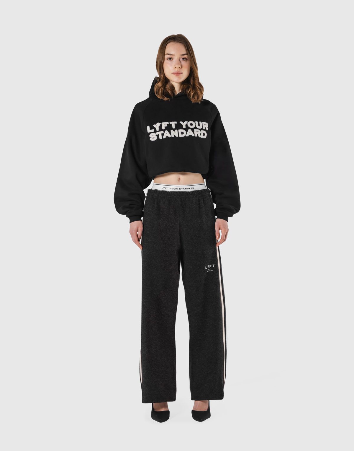 Pile Wappen Cropped Hoodie - Black