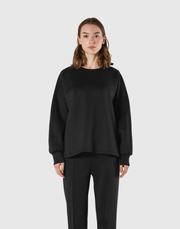 Double Knit Wide Pullover - Black