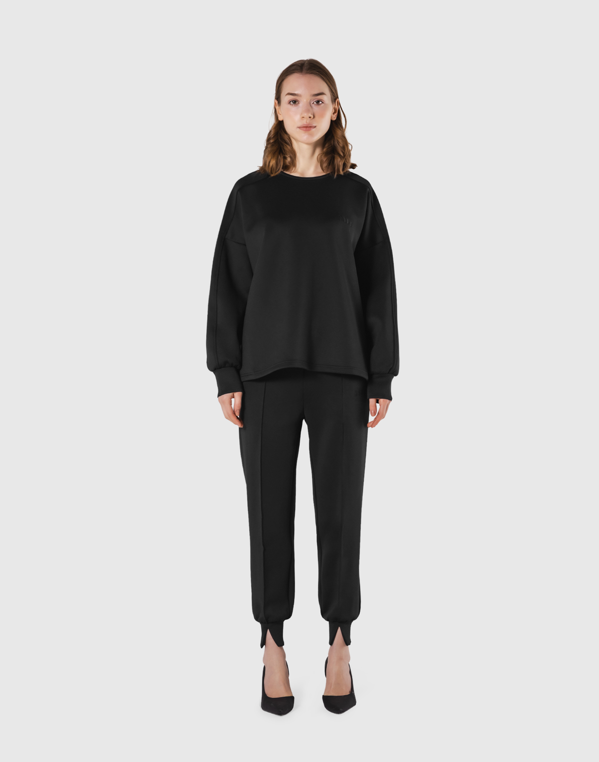 Double Knit Wide Pullover - Black