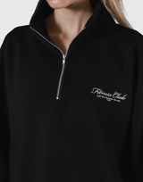 Half Zip Over Size Sweat - Black