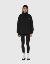 Half Zip Over Size Sweat - Black