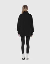 Half Zip Over Size Sweat - Black