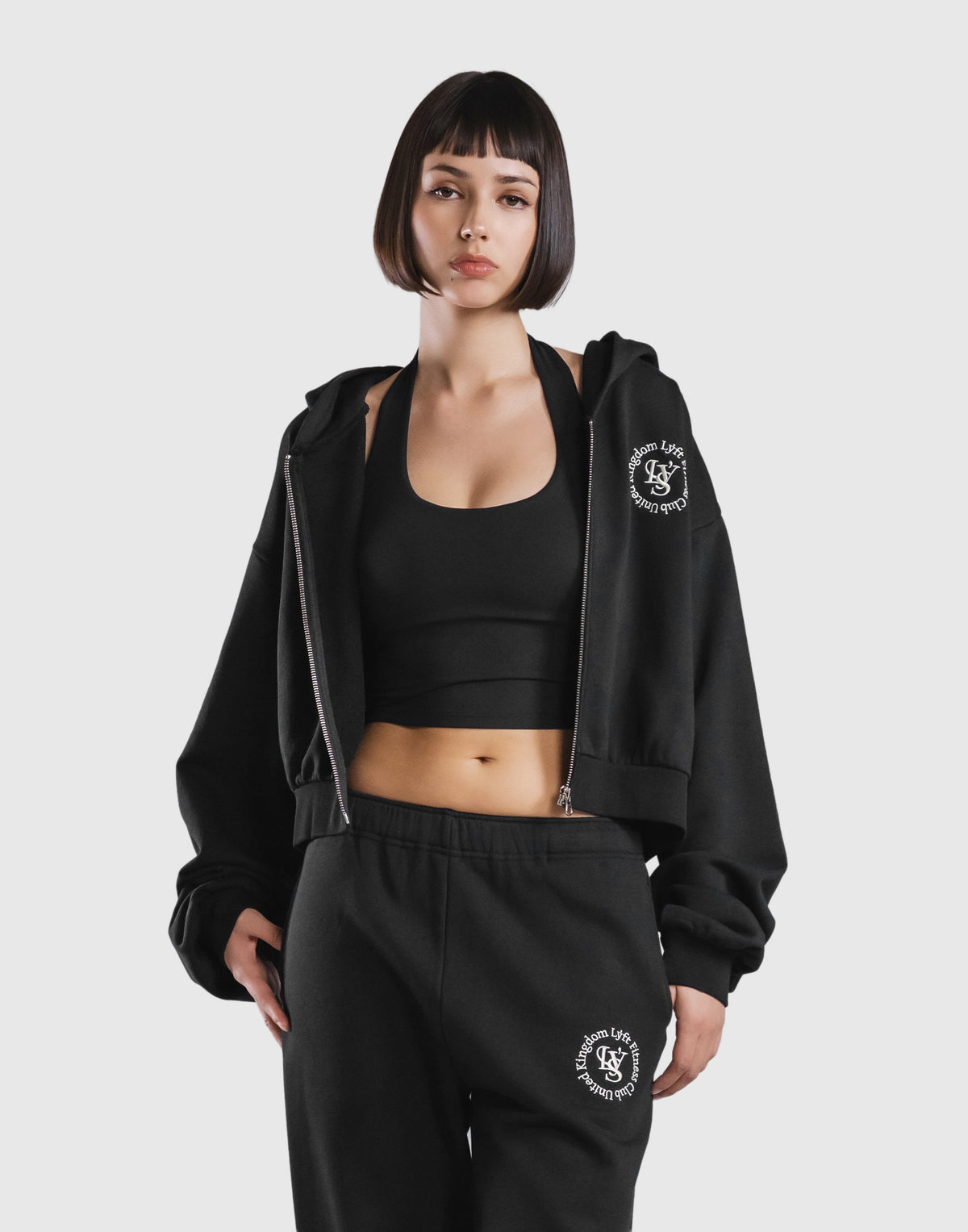 Sorona® Dolman Cropped Sweat Hoodie - Black
