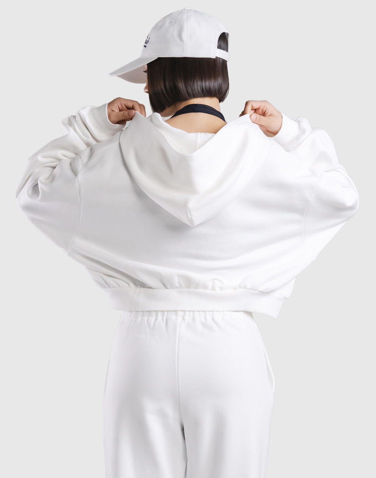 Sorona® Dolman Cropped Sweat Hoodie - White