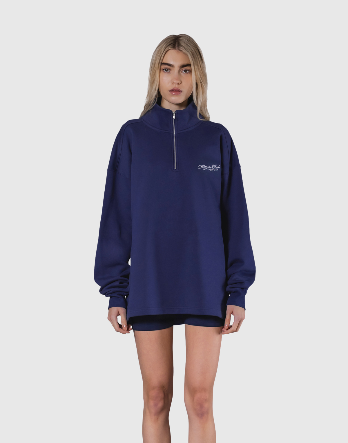 Half Zip Over Size Sweat - Navy
