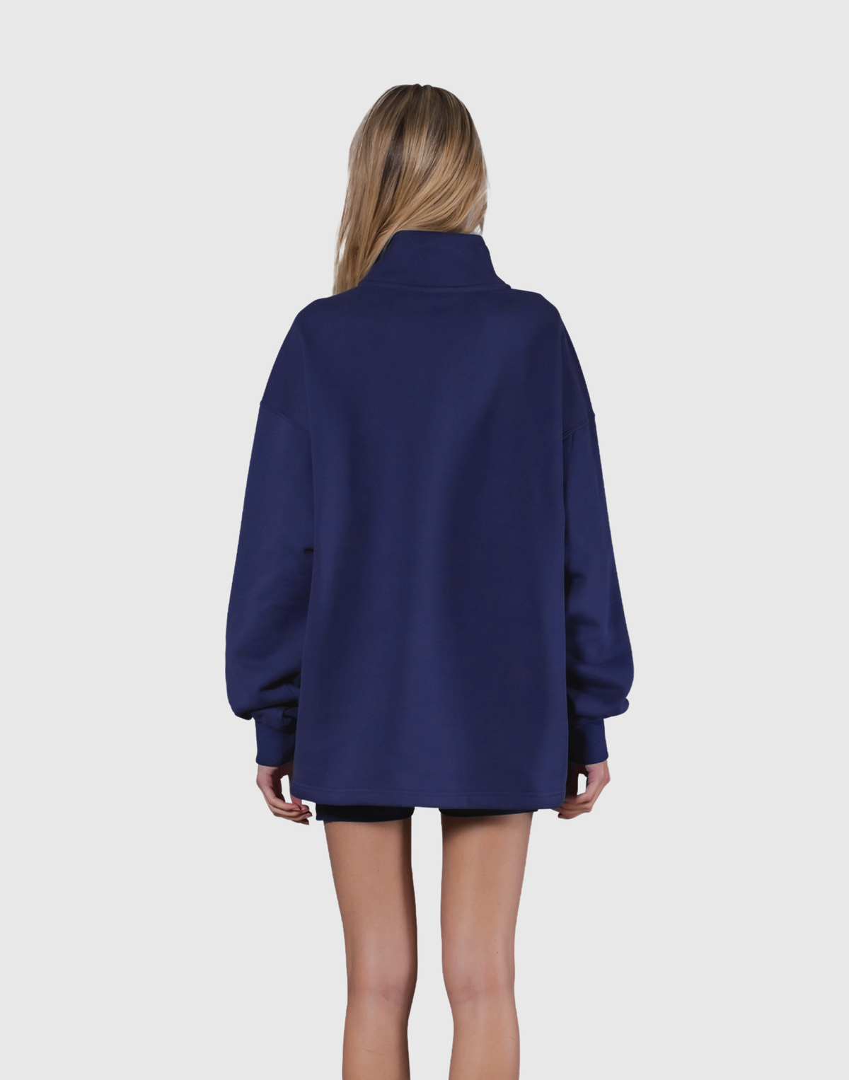 Half Zip Over Size Sweat - Navy