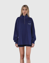 Half Zip Over Size Sweat - Navy