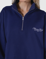 Half Zip Over Size Sweat - Navy