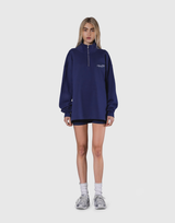Half Zip Over Size Sweat - Navy