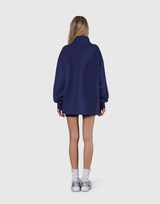Half Zip Over Size Sweat - Navy