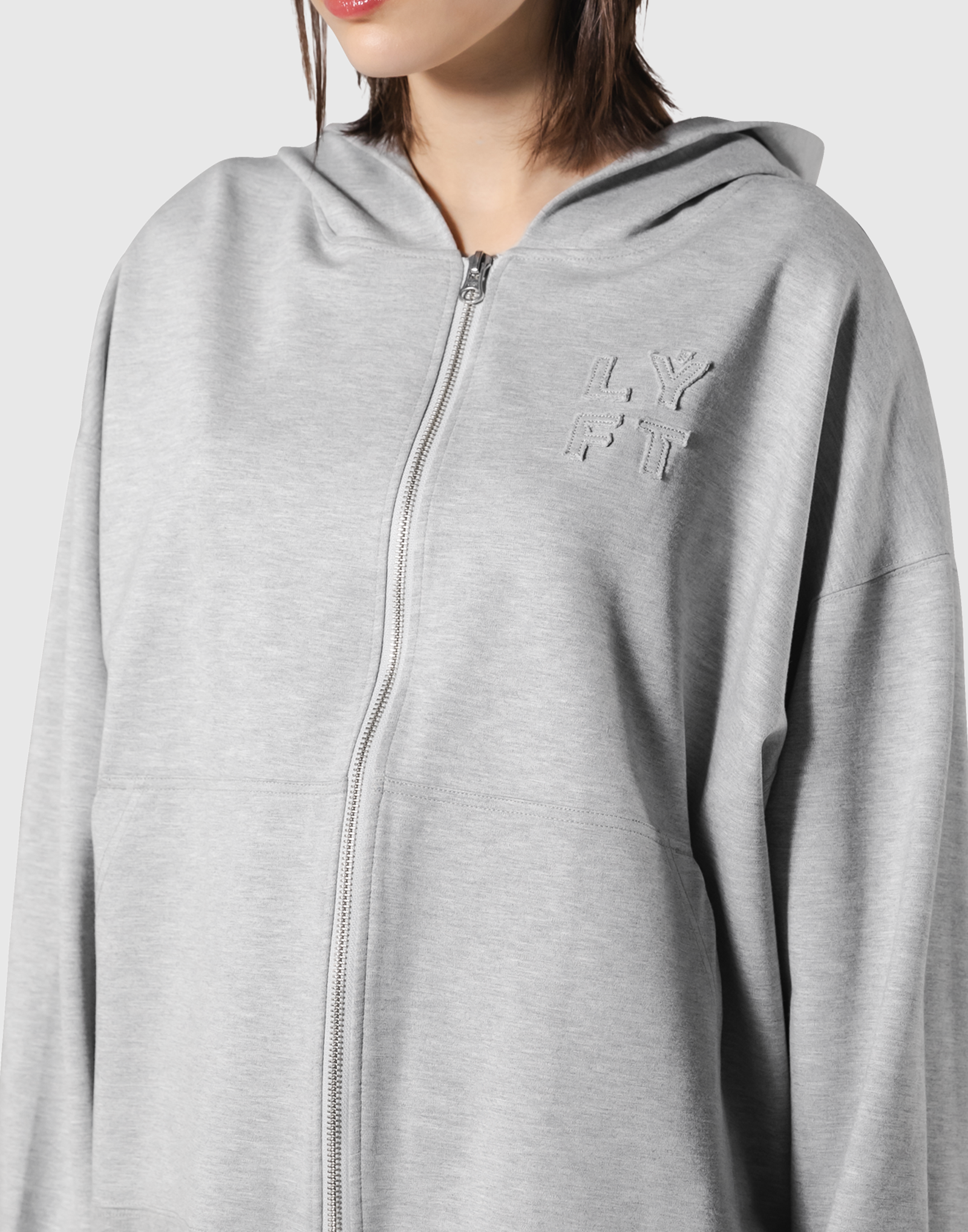 Patching Logo Zip-Up Stretch Hoodie - Grey – LÝFT