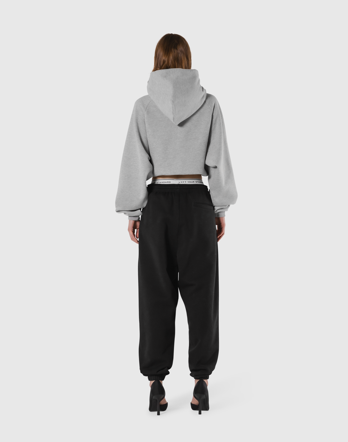 Pile Wappen Cropped Hoodie - Grey