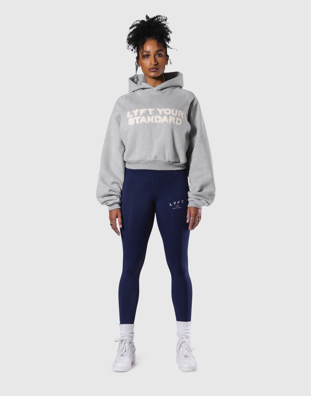 Pile Wappen Cropped Hoodie - Grey