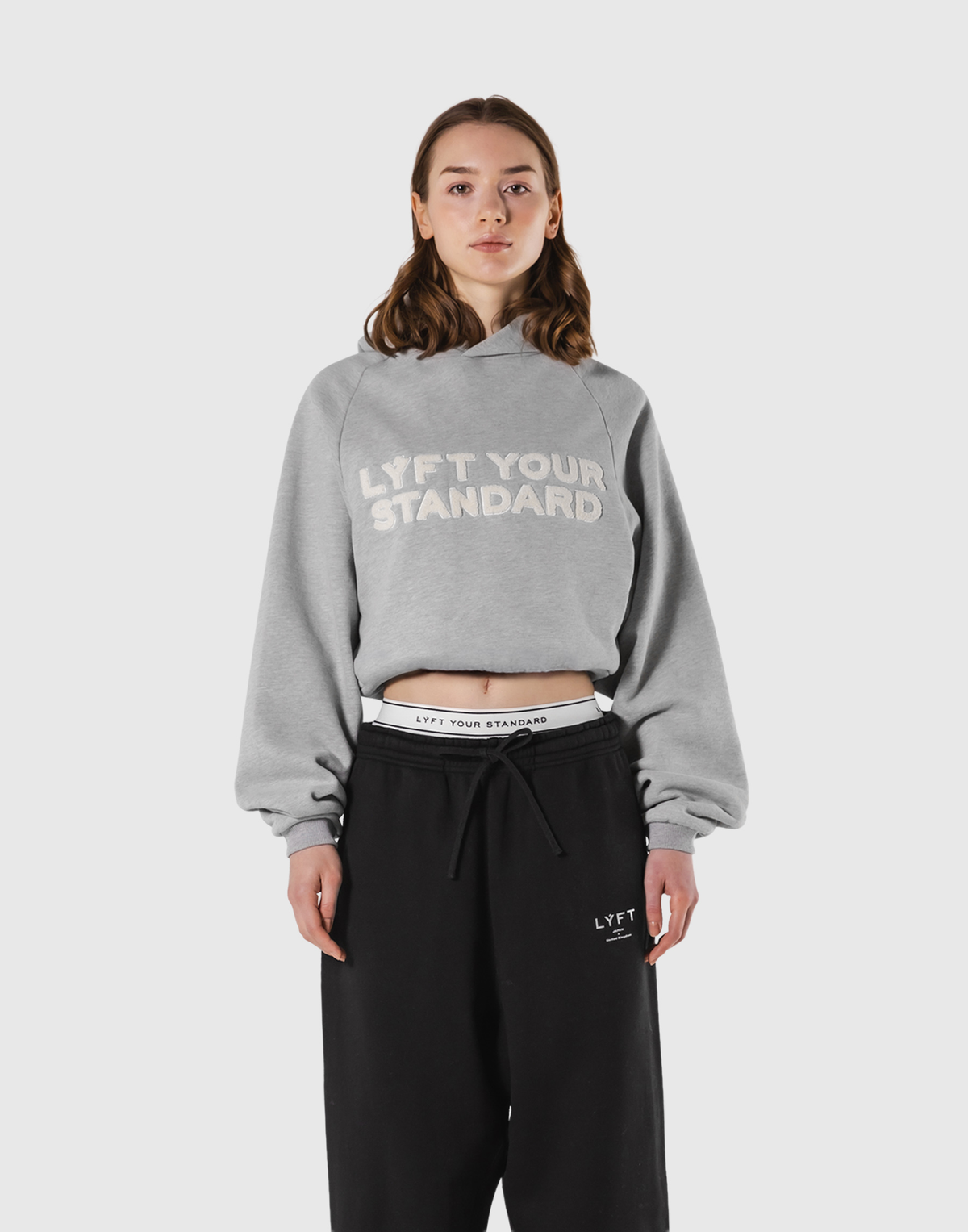 Pile Wappen Cropped Hoodie - Grey