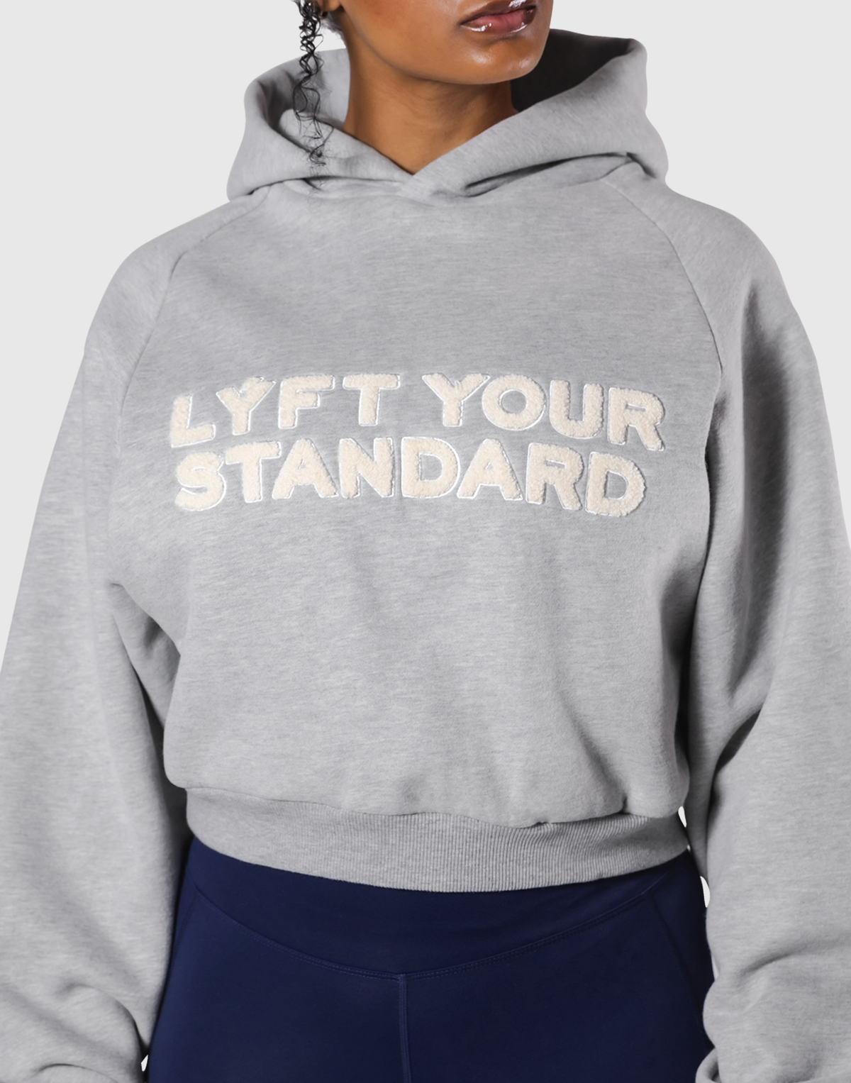 Pile Wappen Cropped Hoodie - Grey