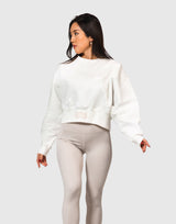 Splash Cropped Crewneck Sweat - White