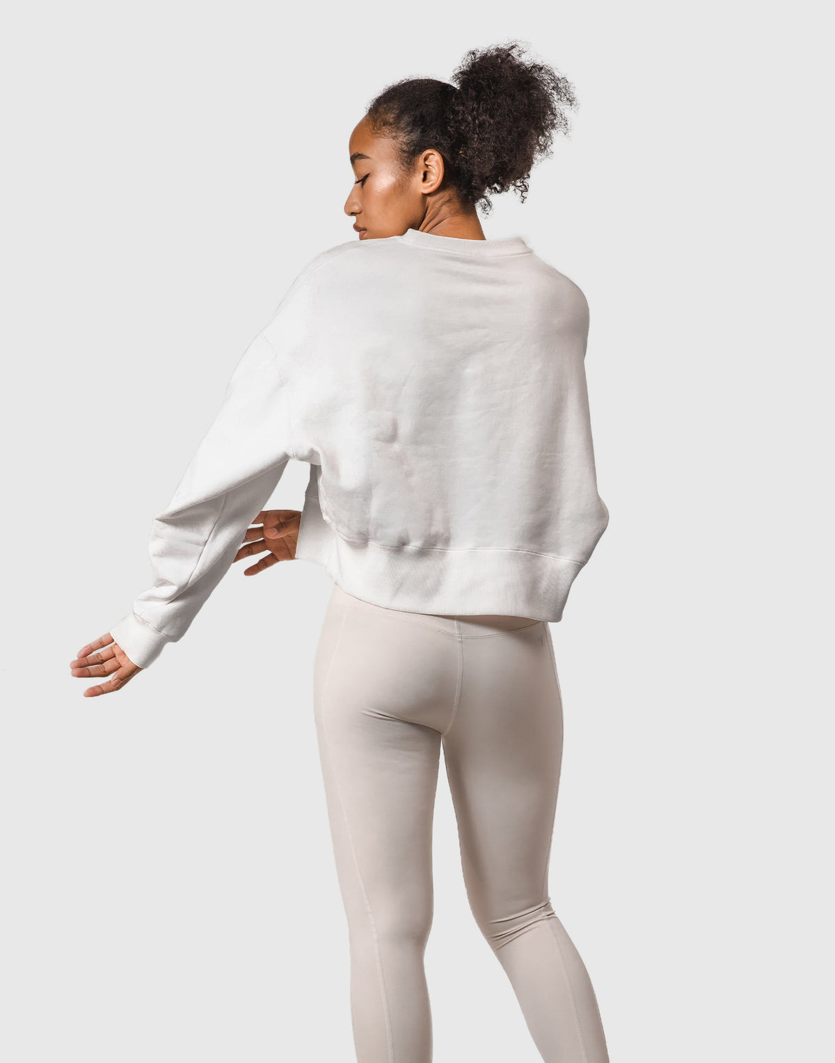 Splash Cropped Crewneck Sweat - White