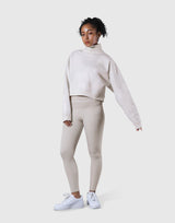 High Neck Cropped Sweat Shirt - Ivory