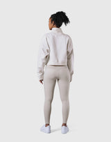 High Neck Cropped Sweat Shirt - Ivory