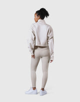 High Neck Cropped Sweat Shirt - Ivory