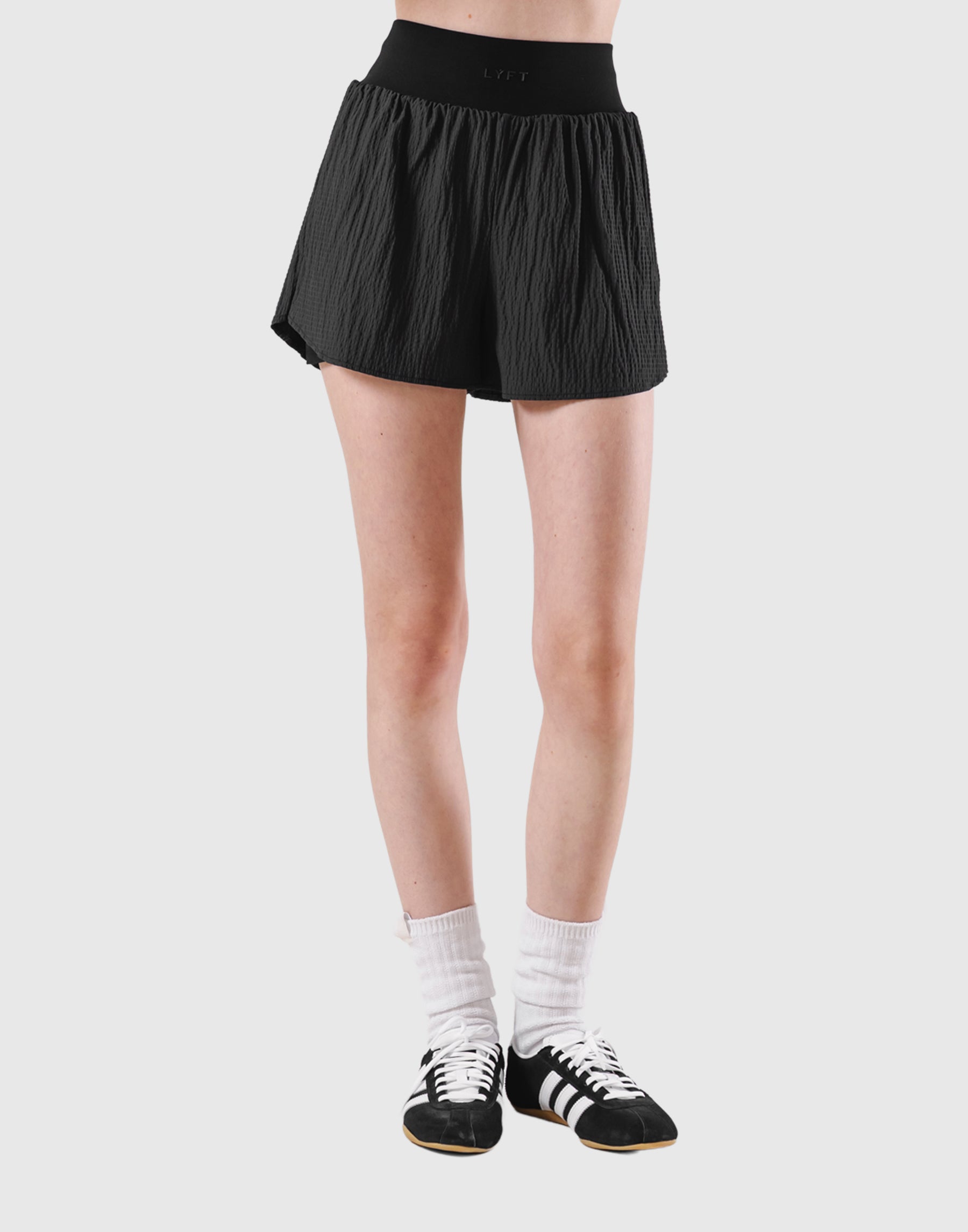 Embossed Nylon Shorts - Black – LÝFT