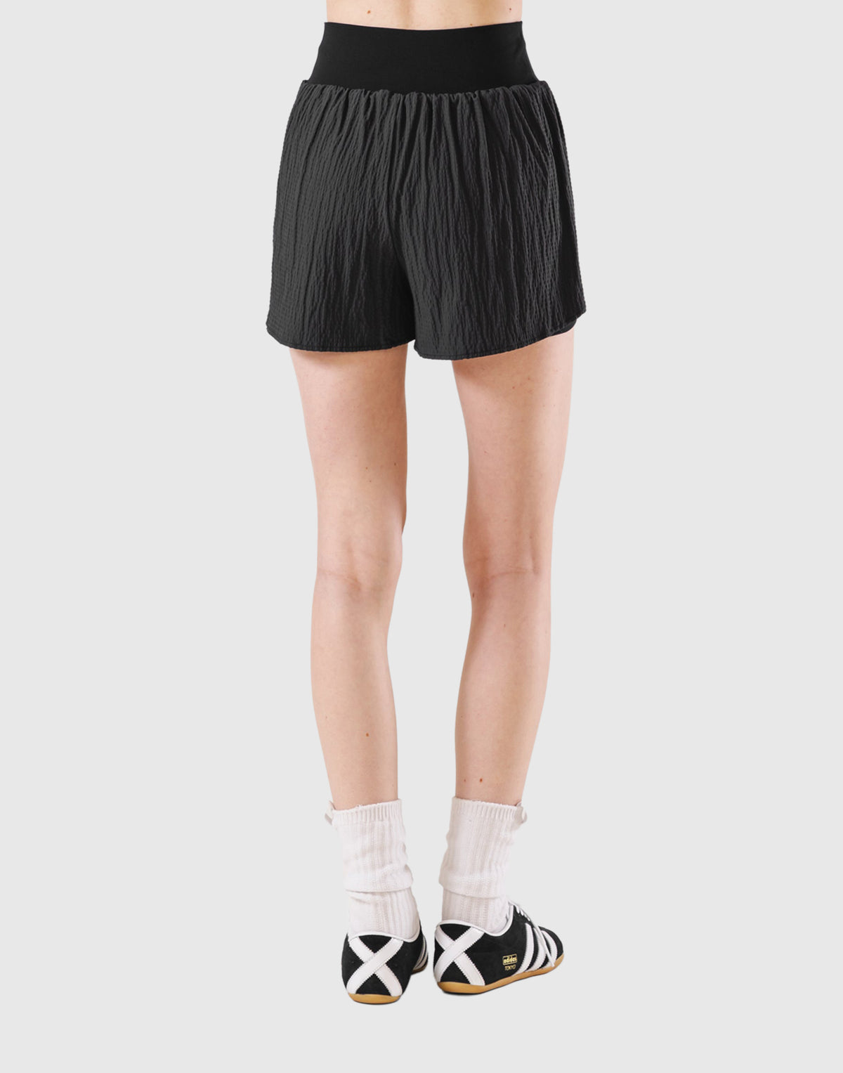 Embossed Nylon Shorts - Black