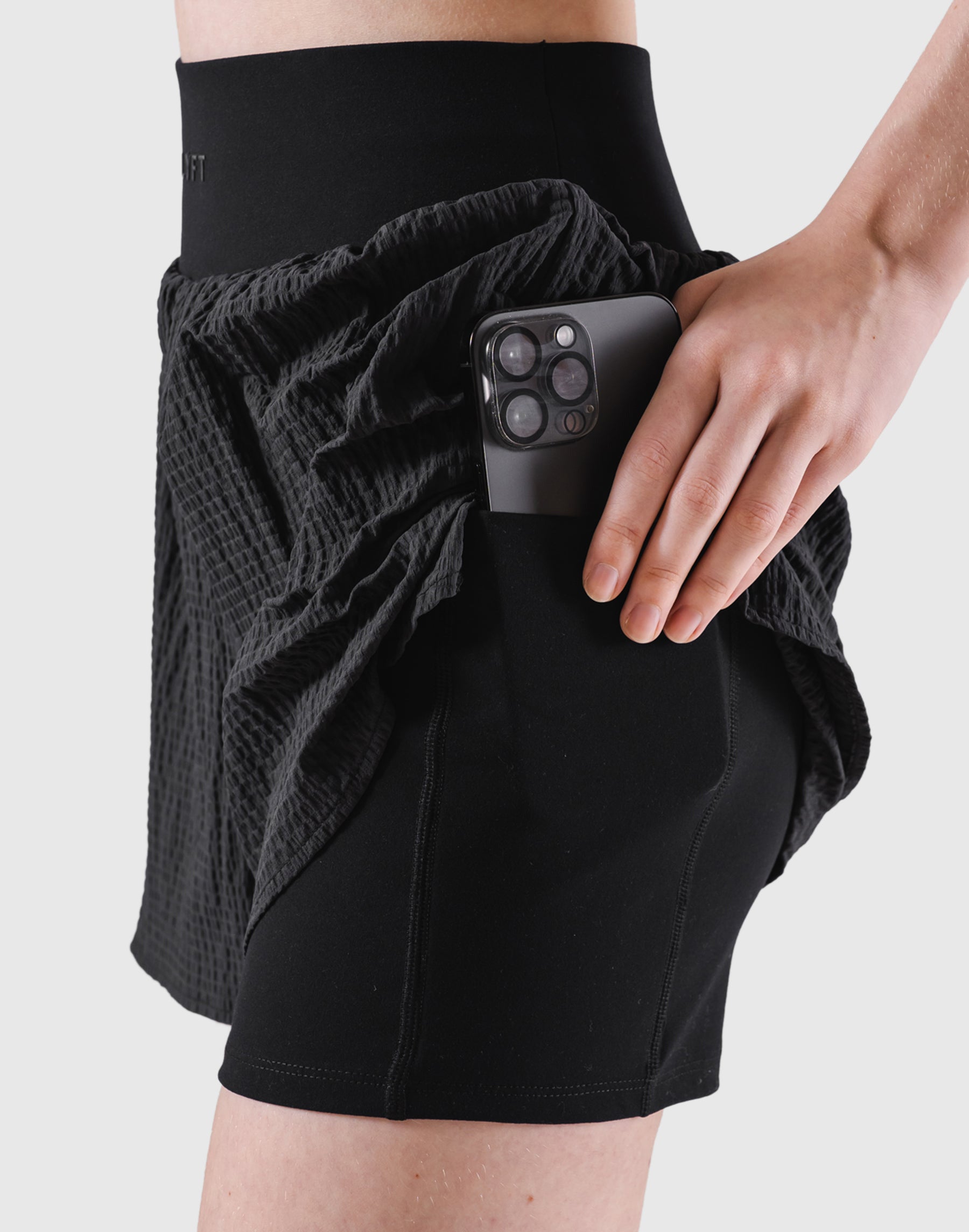 Embossed Nylon Shorts - Black – LÝFT