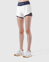 Border Liner Flare Shorts - White