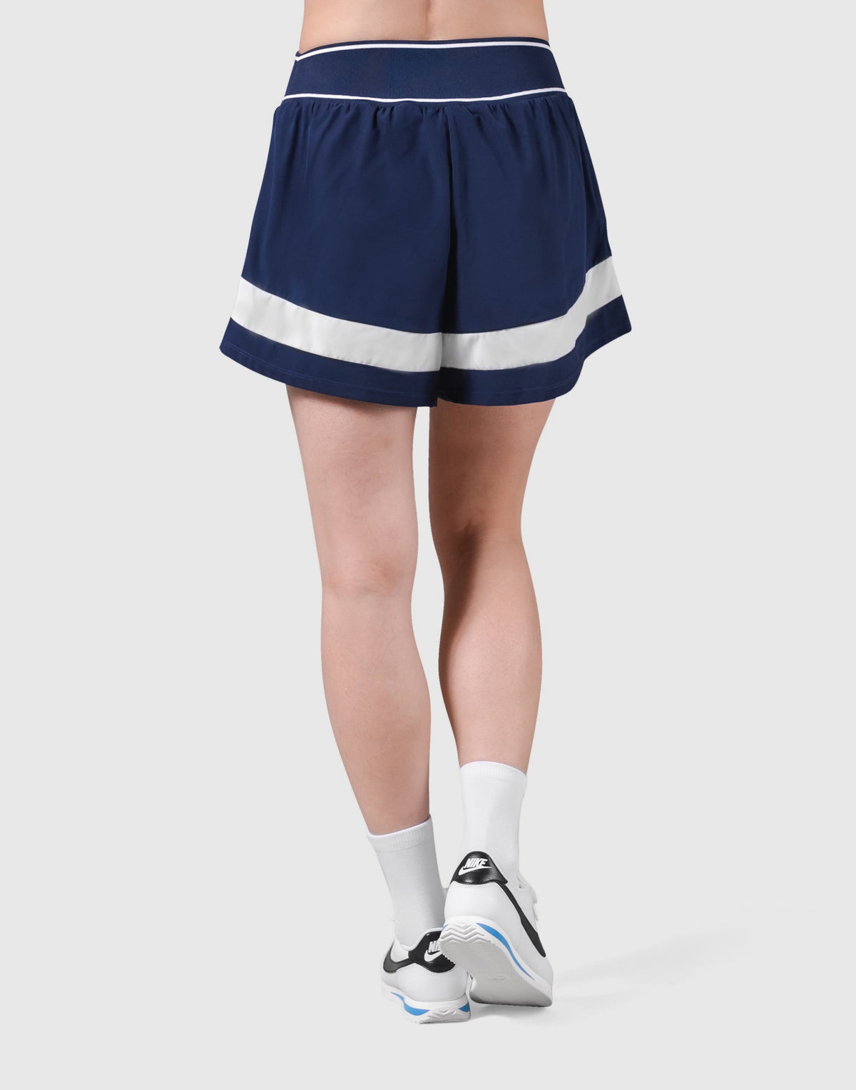 Waist Rib Flare Shorts - Navy