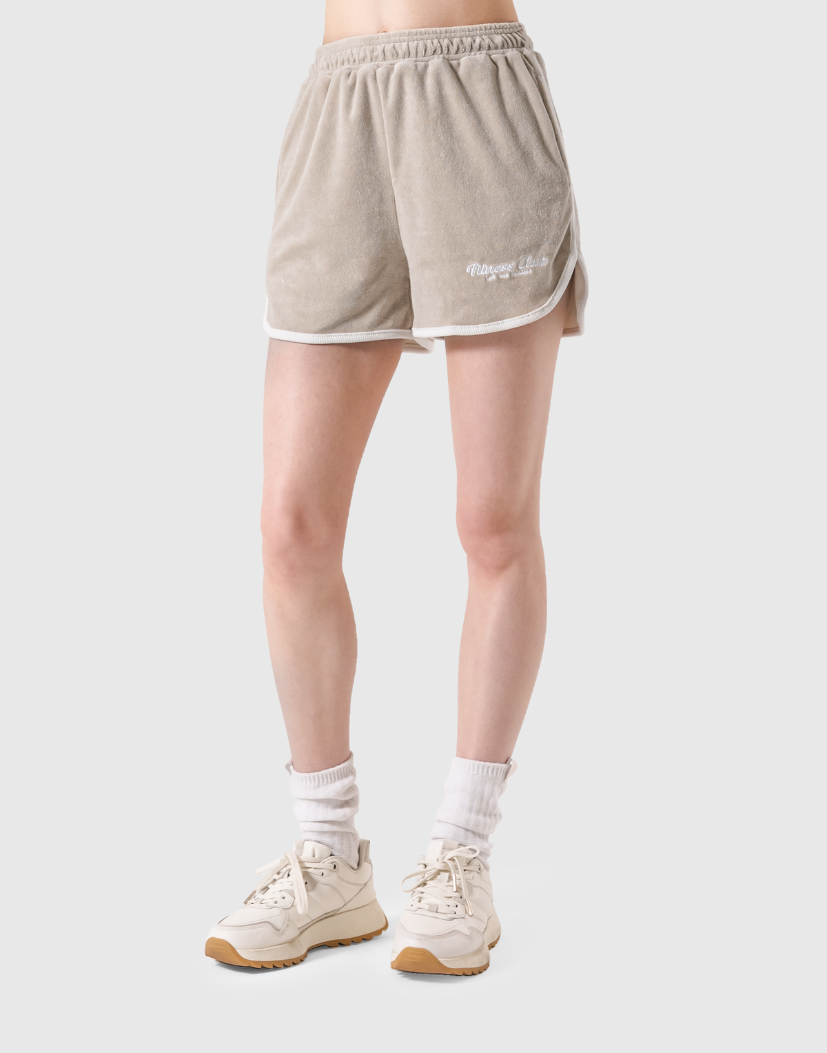 Bicolor Piping Pile Shorts - Beige
