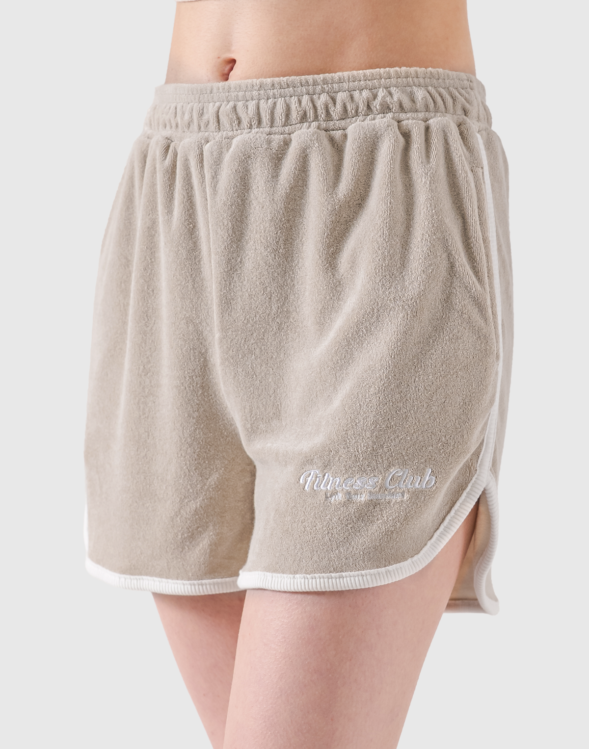 Bicolor Piping Pile Shorts - Beige