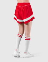 Waist Rib Flare Shorts - Red