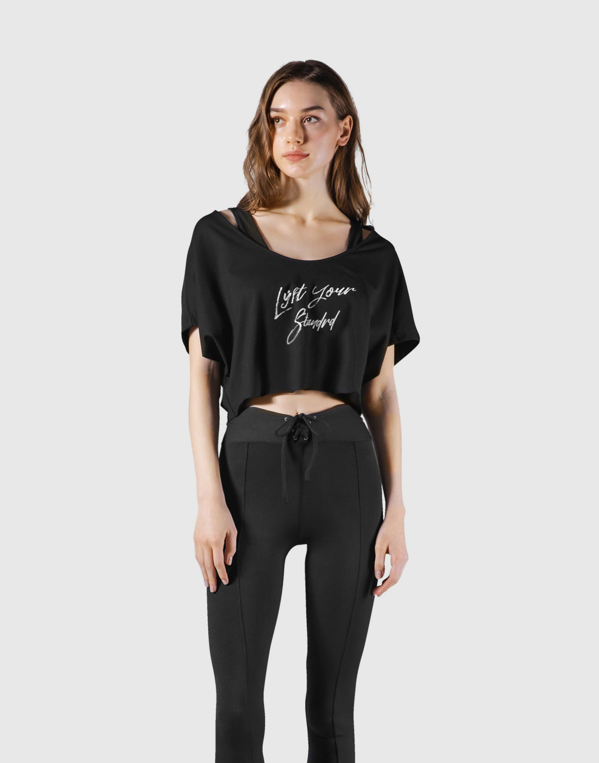Loose Fit Stretch Message T-Shirt - Black