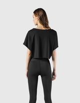 Loose Fit Stretch Message T-Shirt - Black