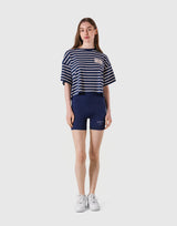 Woven Stripe Wide T-Shirt - Navy