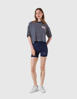 Woven Stripe Wide T-Shirt - Navy