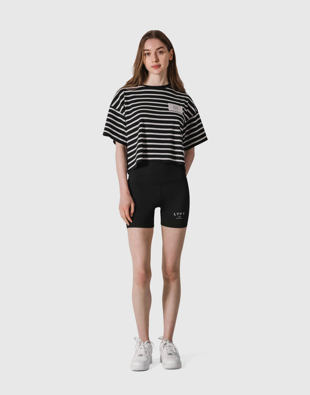 Woven Stripe Wide T-Shirt - Black