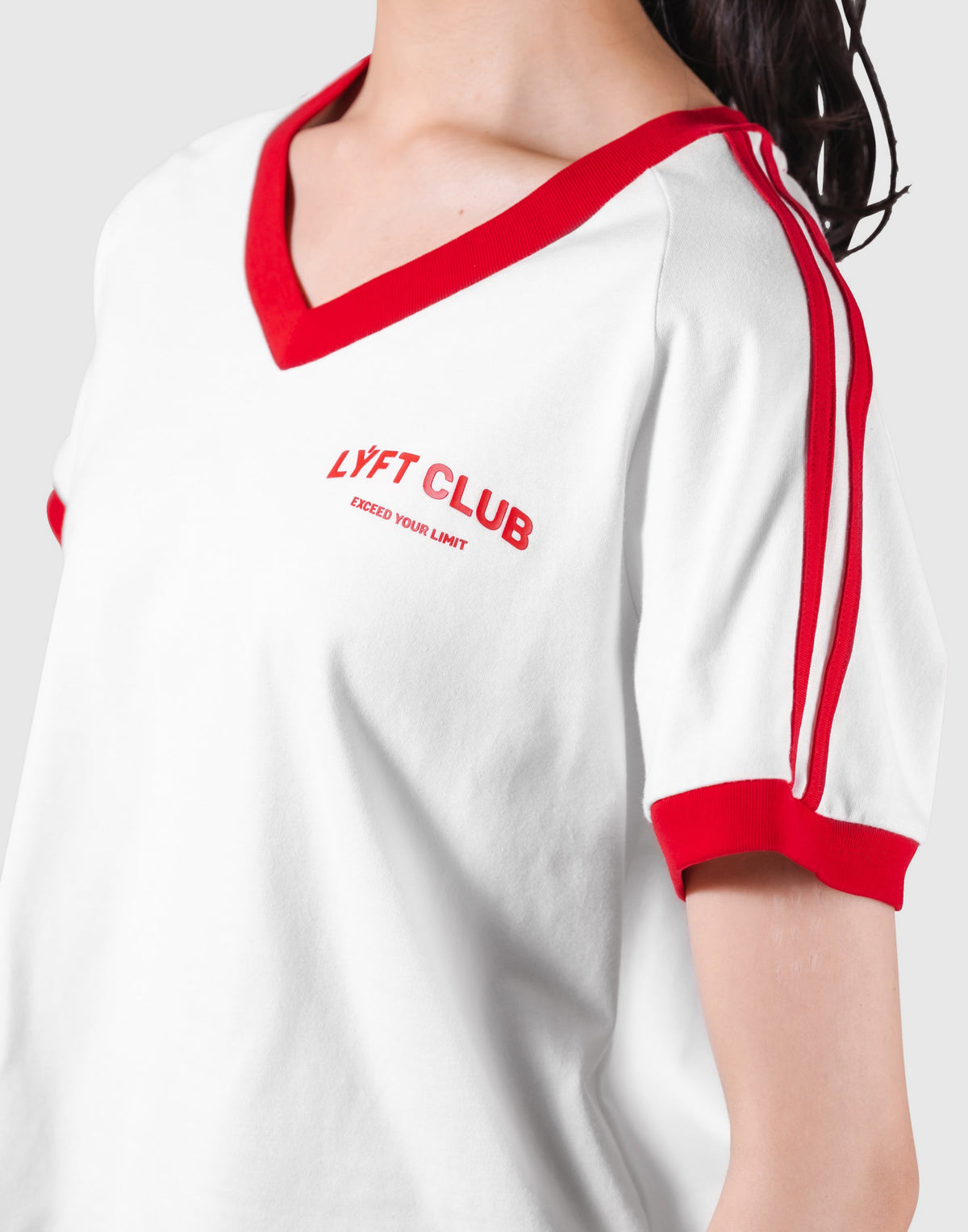 2-Line V-Neck T-shirt - Red
