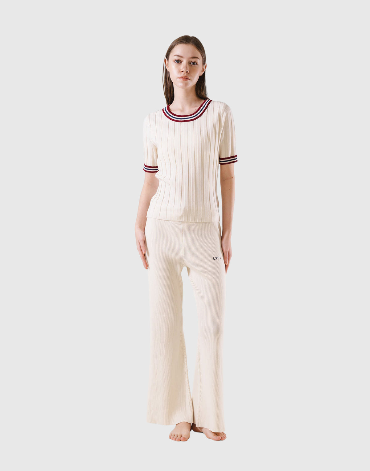 Tricolor Knit T-Shirt - Ivory