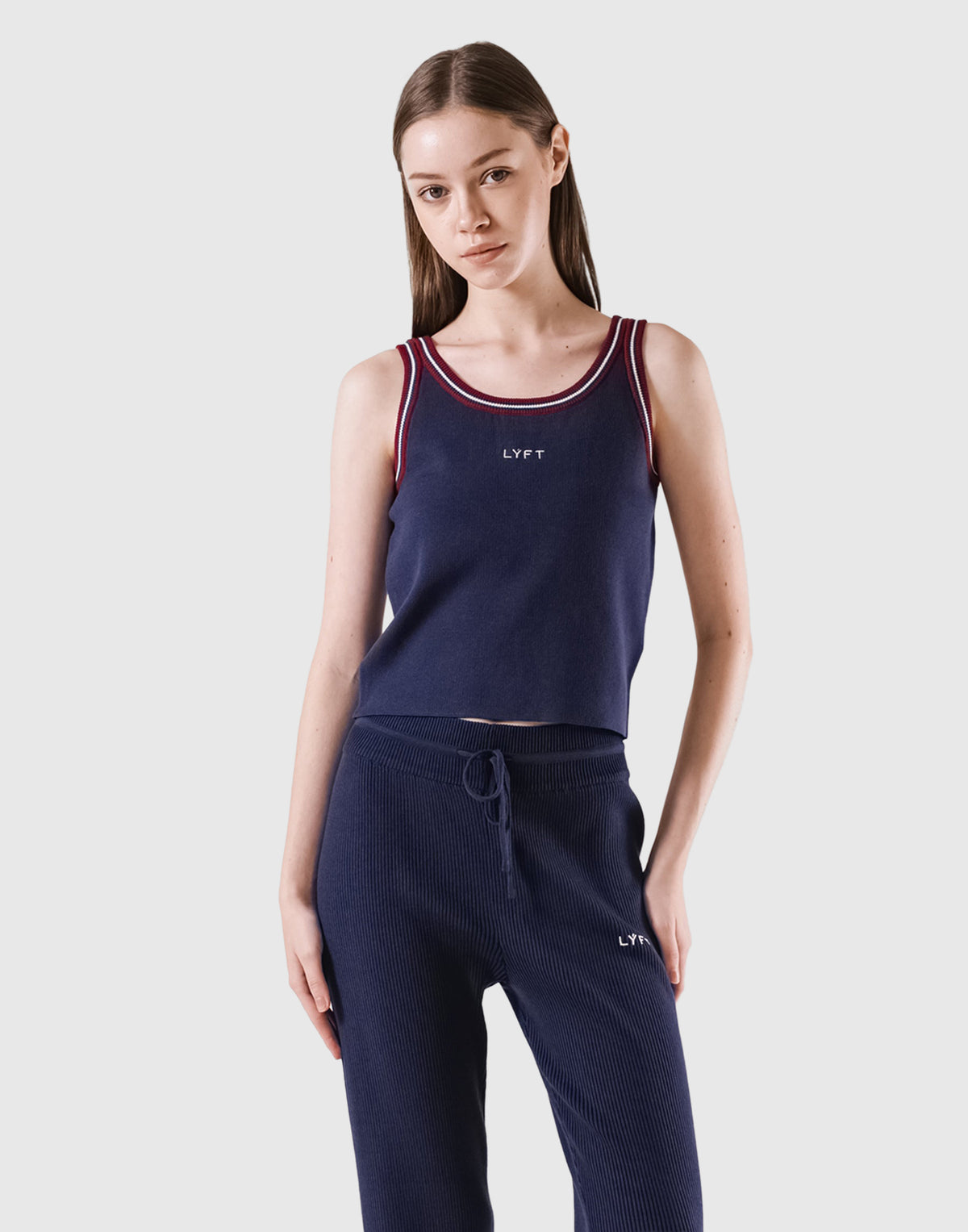 Tricolor Knit No Sleeve - Navy