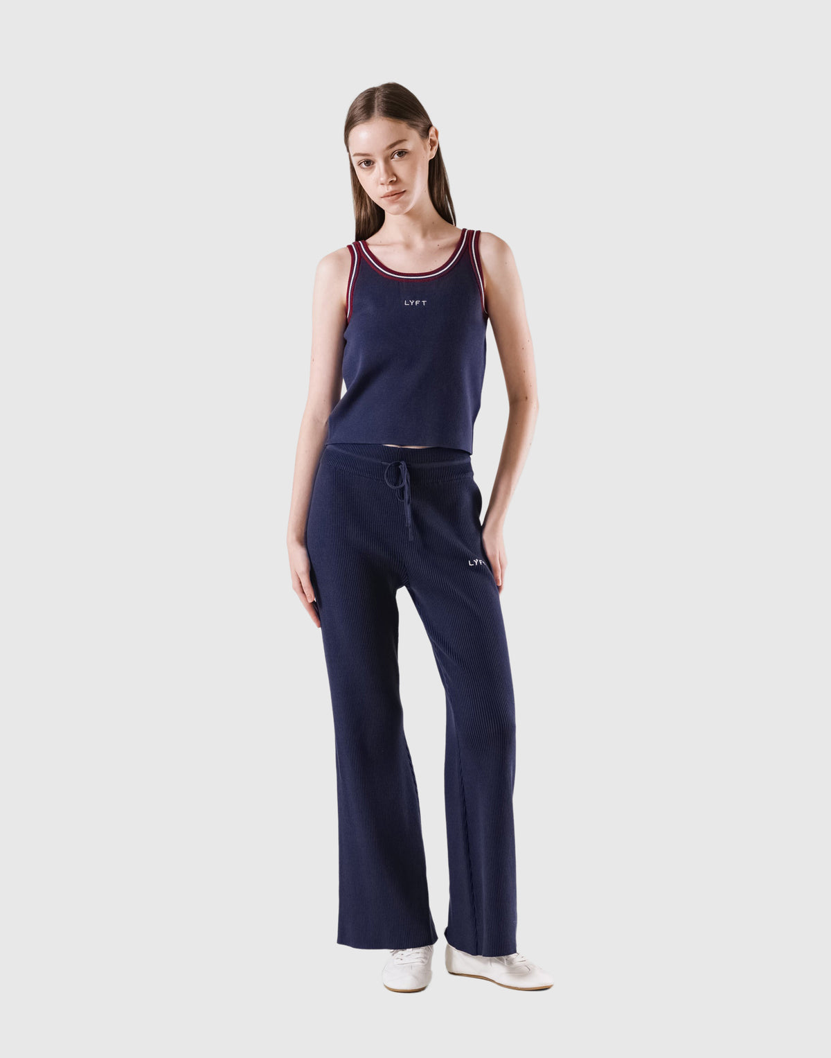 Tricolor Knit No Sleeve - Navy