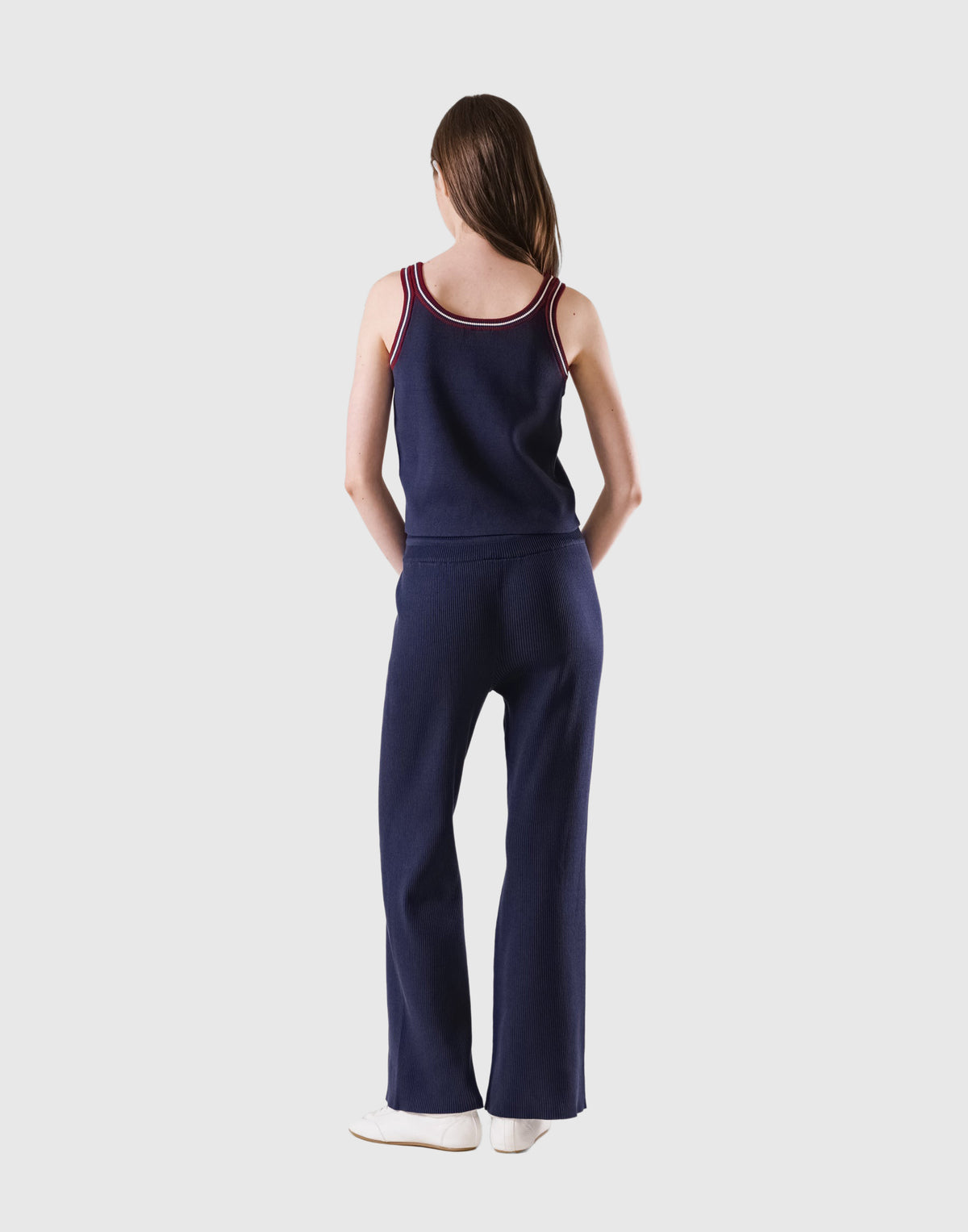 Tricolor Knit No Sleeve - Navy