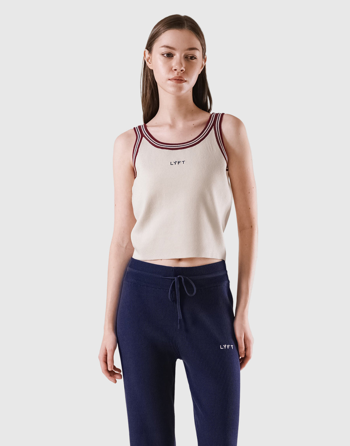 Tricolor Knit No Sleeve - Ivory