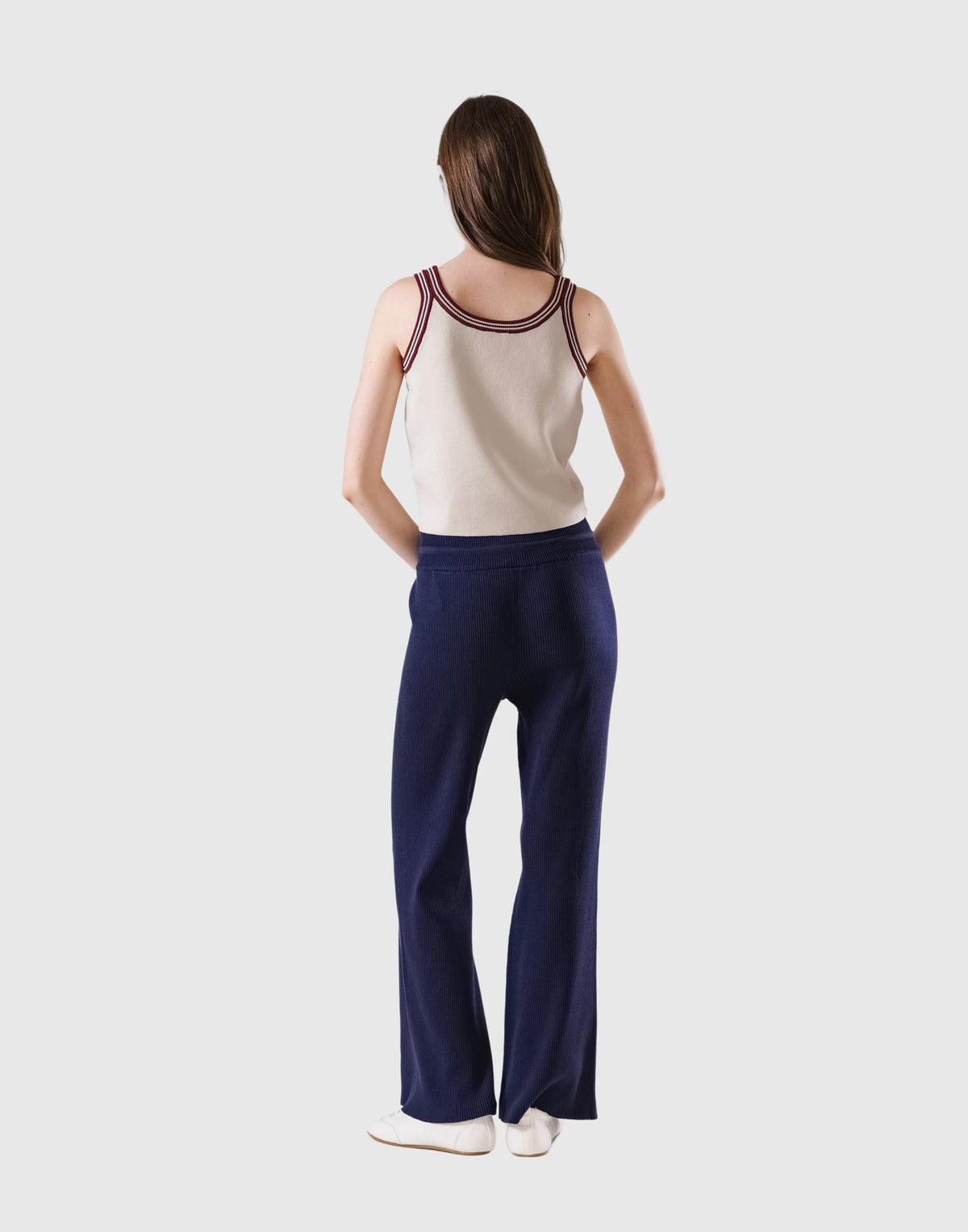 Tricolor Knit No Sleeve - Ivory