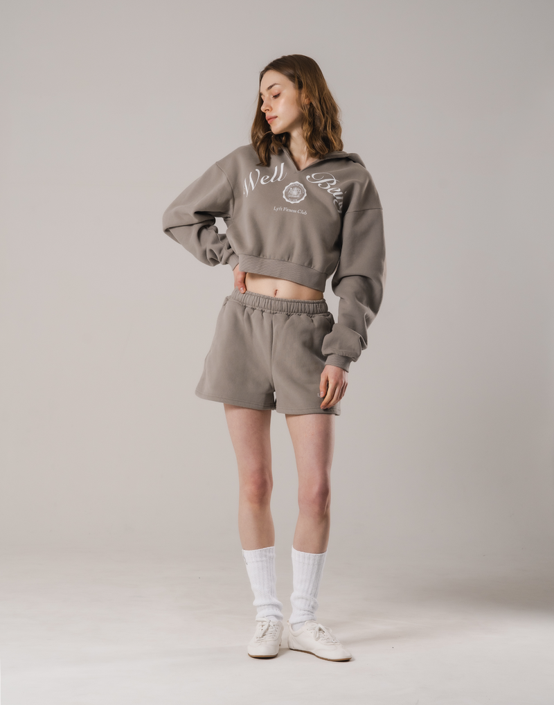 Front-Cut Cropped Hoodie - Beige – LÝFT