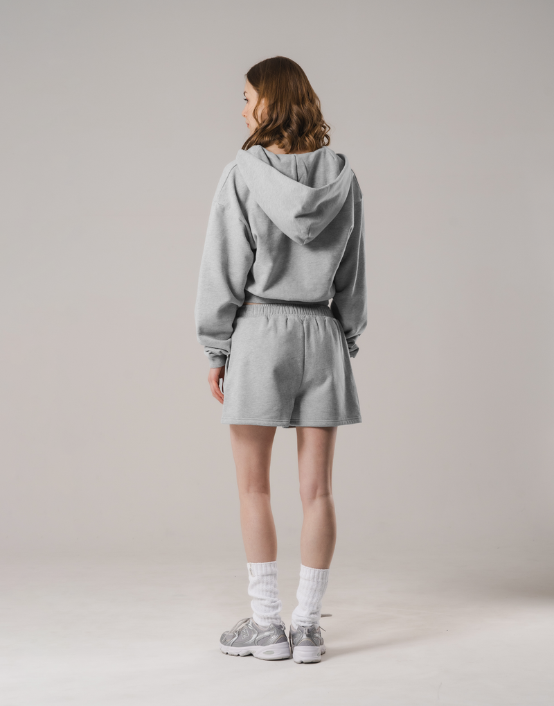 Front-Cut Cropped Hoodie - Grey – LÝFT