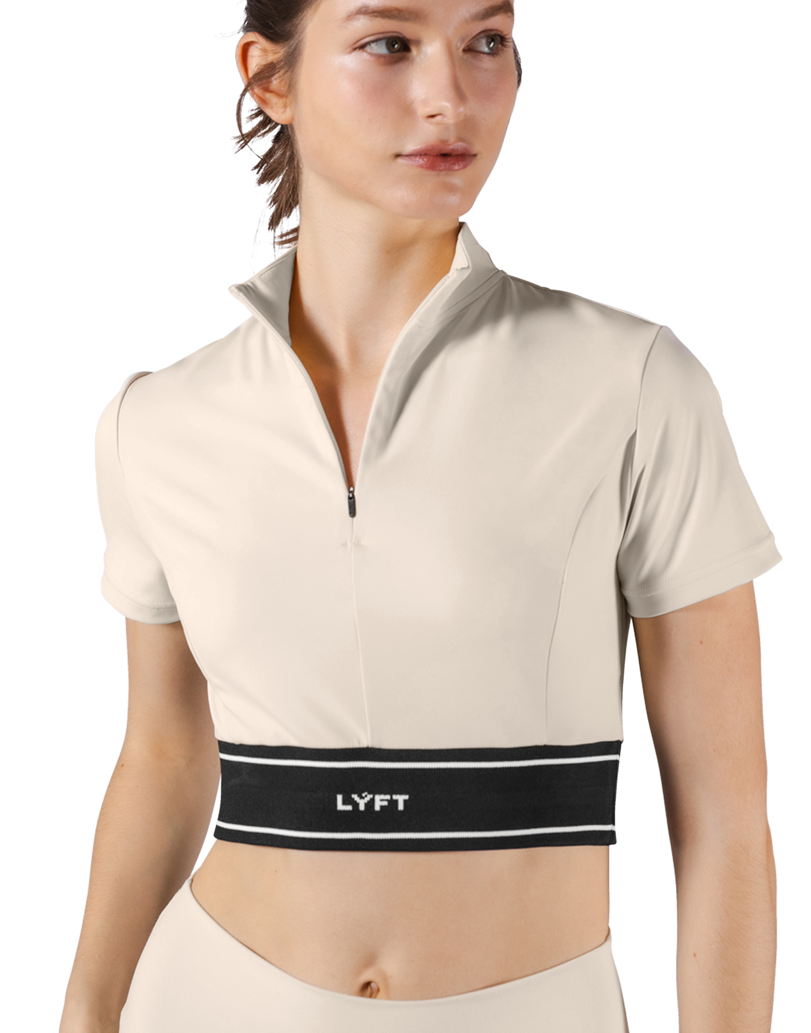 Half Zip Nylon T-Shirt - Ivory – LÝFT