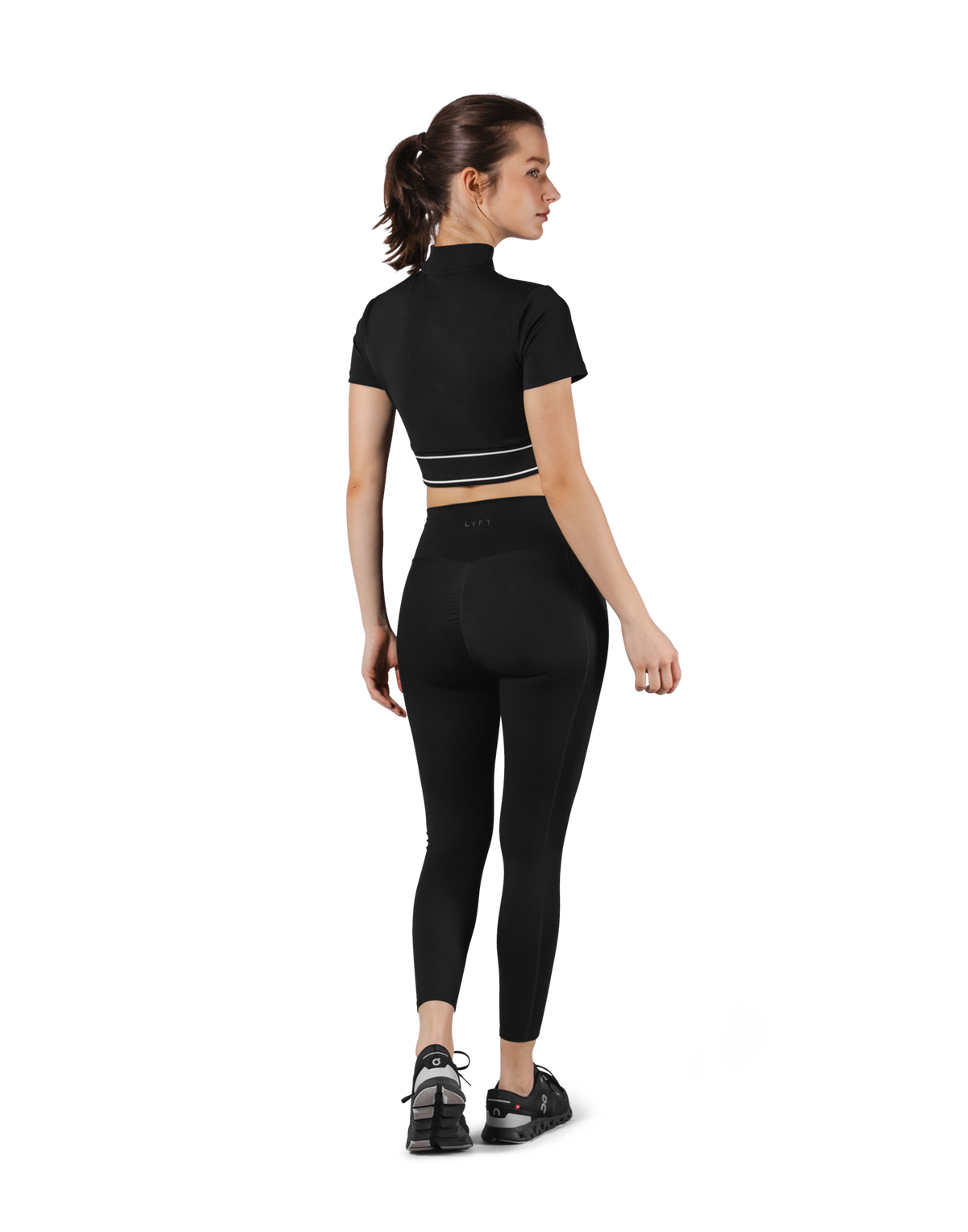 Half Zip Nylon T-Shirt - Black