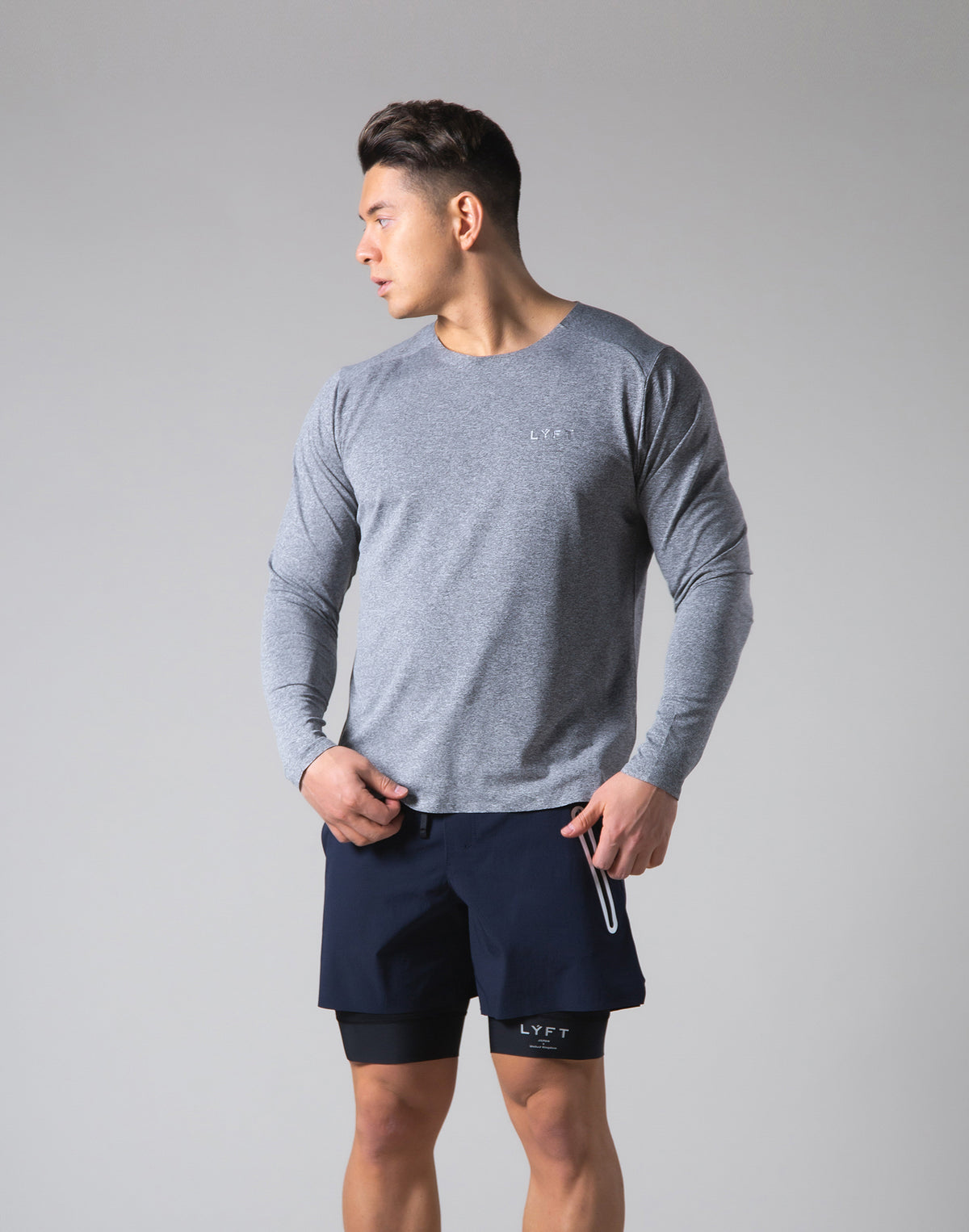 2Way Stretch Seamless Long Sleeve Tee - Grey