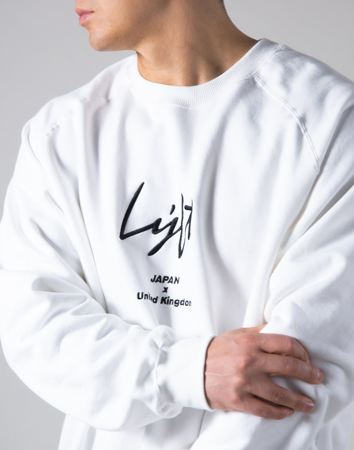 <transcy>Script Logo 2Way Stretch Oversize Crewneck --White</transcy>